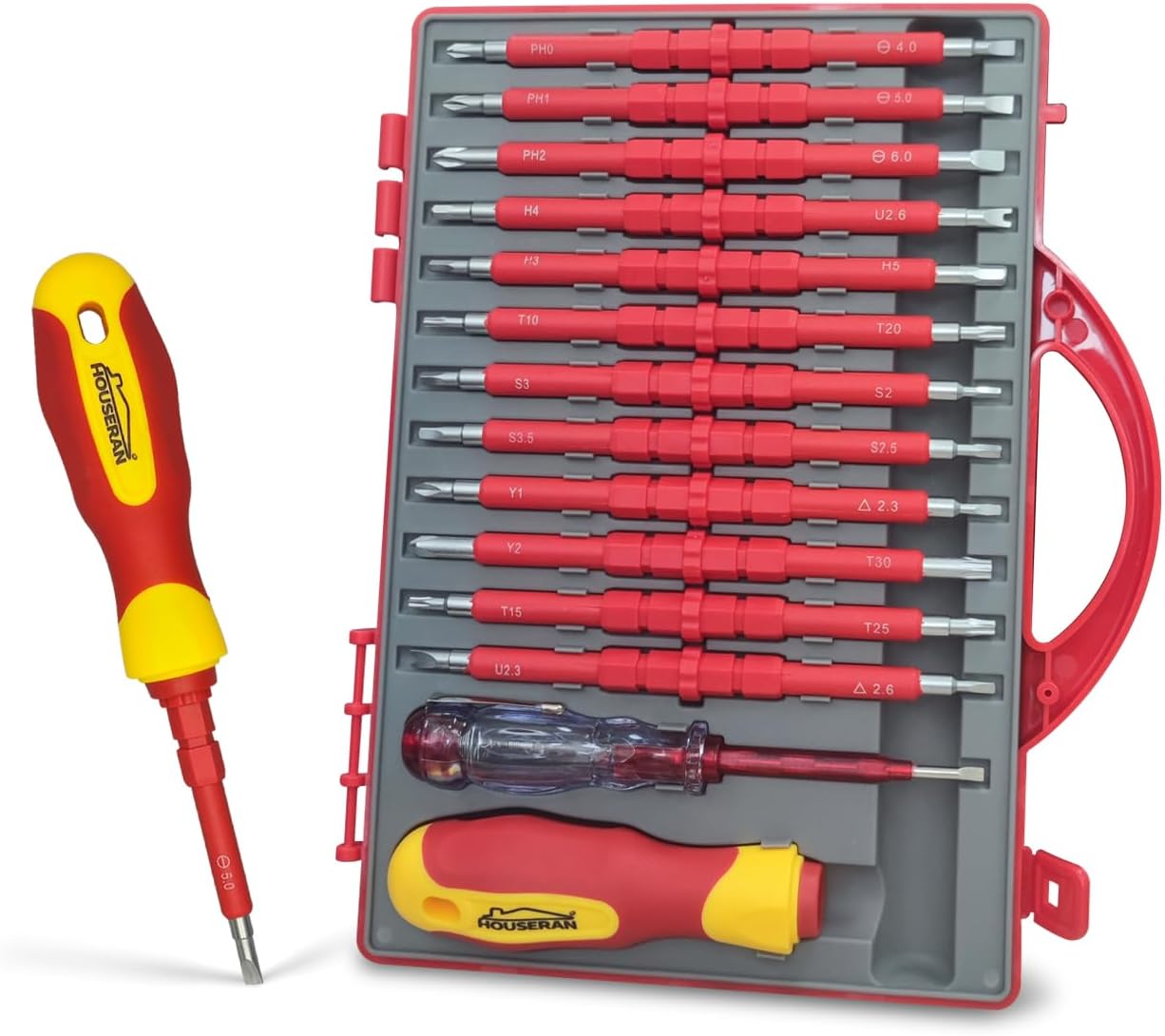 ⚡ Elektro & Technik – 26-teiliges isoliertes Schraubendreher-Set, Schraubendreher-Set mit Aufbewahrungsbox, Spannungsprüfer, Elektriker-Schraubendreher für Heimwerker-Reparaturen