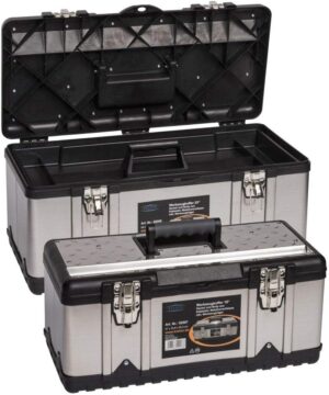 🔥 Angebote & Aktionen – Kreher Professional Stainless Steel Tool Case Set: XXL 23 inch Professional Case 58 x 30 x 25 cm + XL 18 inch Professional Case 47 x 23 x 20 cm Lockable, with tool carrier, metal clasps, cutting device.
