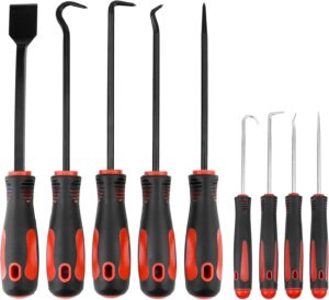 🚗 KFZ & Werkstatt – QWORK® 9-Piece Set with Long Hook and Pimple with Scraper, Seal Disassembly Tool, Car and Electronics Repair Tool Set