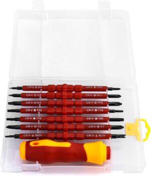 ⚡ Elektro & Technik – QWORK® Isolierter Elektriker-Schraubendreher-Satz 14 in 1 mit isoliertem Griff, Elektriker-Reparaturwerkzeug-Set