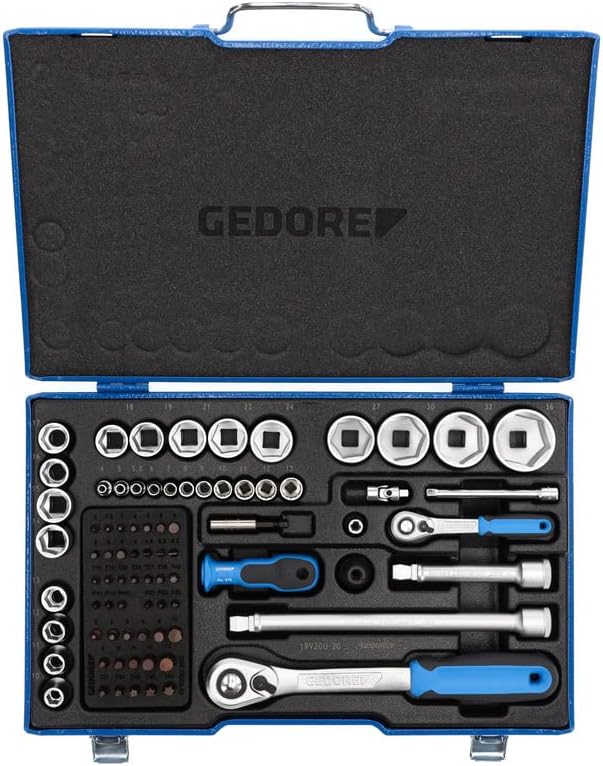 🚗 KFZ & Werkstatt – GEDORE 19V20 U20 Blue 1/4 + 1/2 Inch Tool Socket Ratchet Bit Set for Car