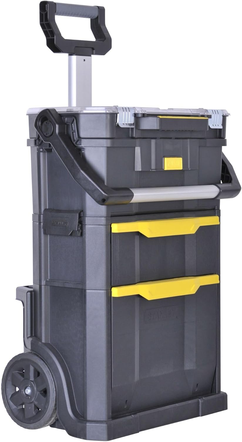 🚗 KFZ & Werkstatt – STANLEY 2-in-1 Rolling Workshop Tool Box Empty Tool Box (53 x 75.60 x 32 cm, Tool Carrier with Organiser Attachment, with Two Large Compartments, Telescopic Handle, Made of Robust Plastic) STST1-79231 – Bild 3