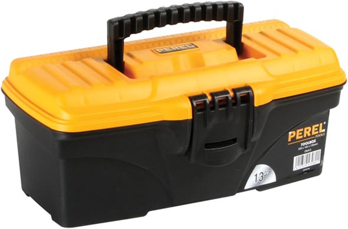 🔥 Angebote & Aktionen – Perel Tool Box Polypropylene Removable Tool Carrier Hinged Carry Handle Plastic Lock Black/Orange 320 x 165 x 136 mm – Bild 3