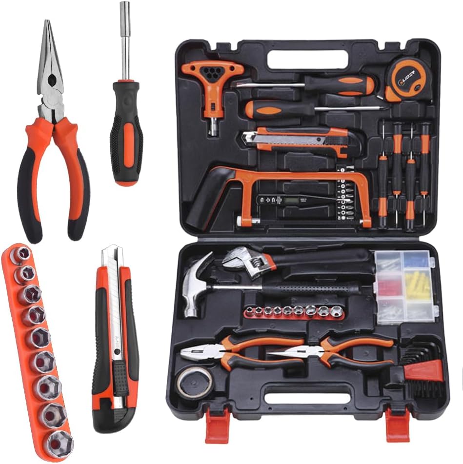 🔥 Angebote & Aktionen – UUE 82-Piece Filled Tool Box Household Tool Box Made of Sturdy Plastic, Equipped with Wrench, Needle Nose Pliers, Tape Measure etc., for Home and Workshop – Bild 2