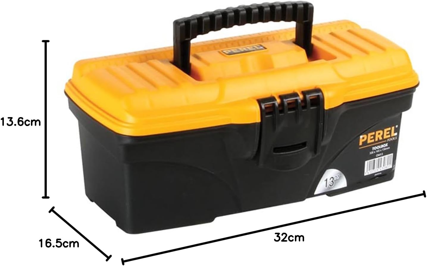 🔥 Angebote & Aktionen – Perel Tool Box Polypropylene Removable Tool Carrier Hinged Carry Handle Plastic Lock Black/Orange 320 x 165 x 136 mm – Bild 4