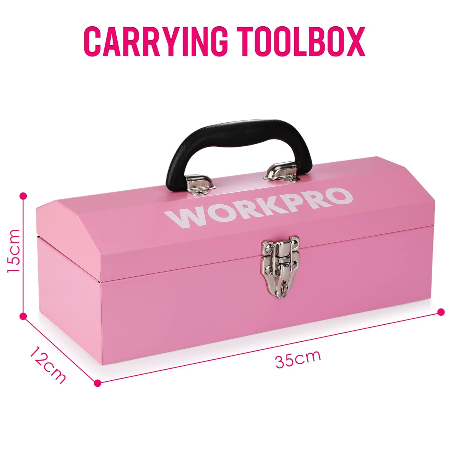 🔥 Angebote & Aktionen – WORKPRO 73-Piece Tool Set Pink with Cordless Screwdriver, Small, Pink Metal Tool Box Filled for Household Repair with Spirit Level, Water Pump Pliers, Gift for Mum DIY – Bild 7