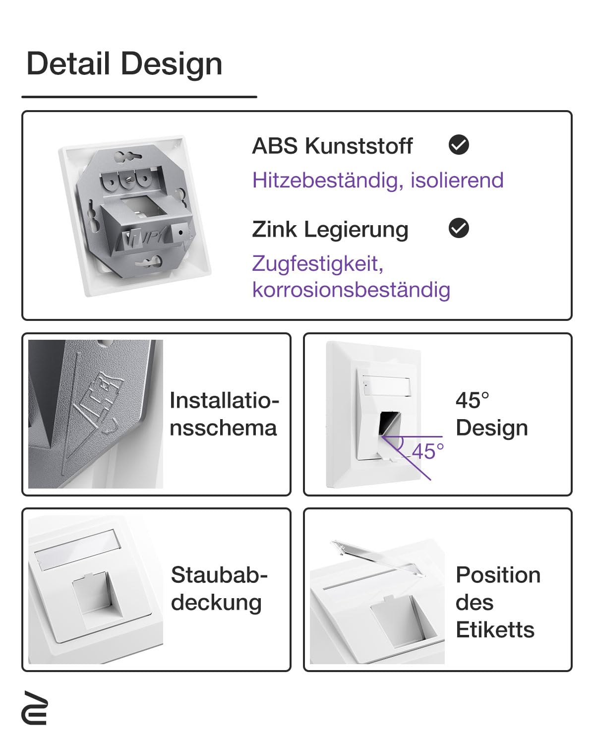 ⚡ Elektro & Technik – VCELINK 1x Keystone Netzwerkdose Unterputz CAT8 1 Weg LAN Buchse Keystone RJ45 Modul STP Vollgeschirmte RJ45 Ethernet Datendose DSL Patchkabel Verlegekabel – Bild 6