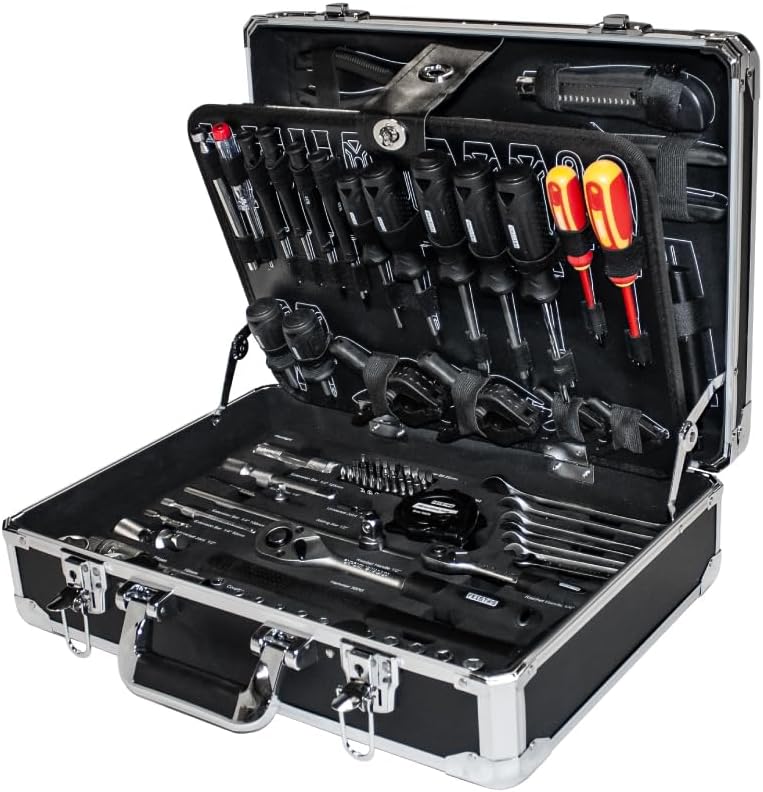 🔥 Angebote & Aktionen – Manos 141 Tool Box, Equipped with 141 High-Quality Tools, Robust Steel Case with Metal Clasps, Ergonomic Carry Handle, Ideal for Mobile Use