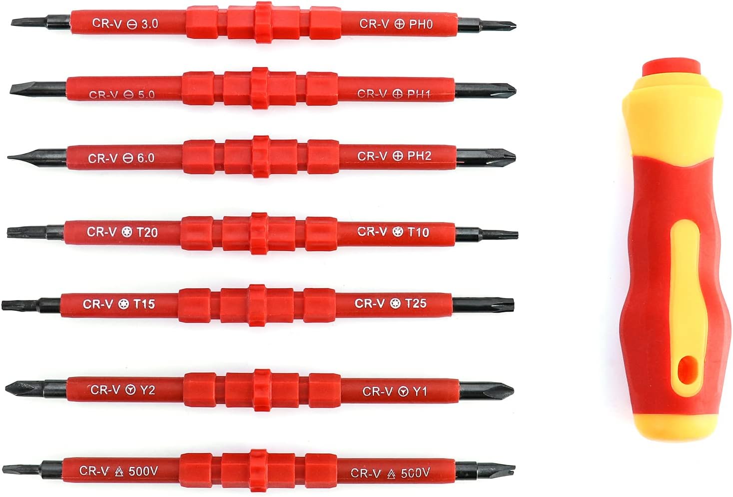 ⚡ Elektro & Technik – QWORK® Isolierter Elektriker-Schraubendreher-Satz 14 in 1 mit isoliertem Griff, Elektriker-Reparaturwerkzeug-Set – Bild 3