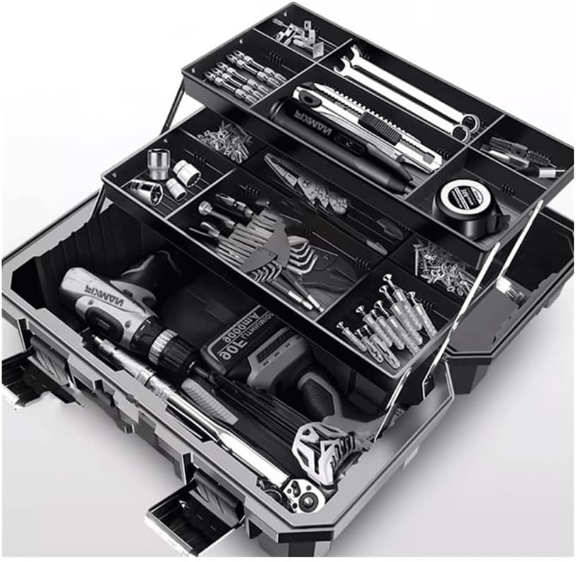 ⚡ Elektro & Technik – Werkzeugkasten, Edelstahl-Hardware-Werkzeugkasten, tragbare Outdoor-Notfallbox, Klempner und Elektriker, verdickte Reparaturbox, Aufbewahrungsbox für Haushaltsteile, Schnellverschluss und O – Bild 4