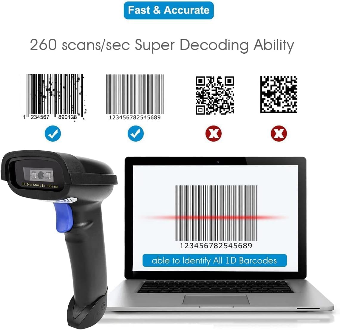 ⚡ Elektro & Technik – NT-1228BC Bluetooth CCD Barcode Scanner Handheld USB Wireless 1D CCD bar Codes Imager for Mobile Payment Computer Screen Scan Support iOS & Android – Bild 3