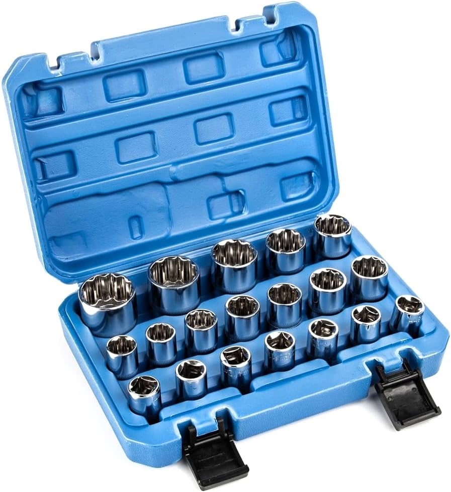 🚗 KFZ & Werkstatt – LST 19-Piece Socket Spanner Set Multi-Tooth Torx 1/2 Inch Tool Socket Nuts 8-32 mm – Bild 2