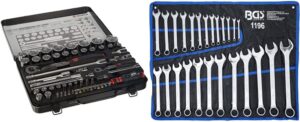 🚗 KFZ & Werkstatt – Würth Zebra Socket Spanner Set 1/4 + 1/2 Inch Ratchet Box 59 Pieces 096509059 & BGS 1196 | Open-Ended Ring Spanner Set | 25 Pieces | SW 6-32 mm | Includes Tetron Roll Bag | Combination Spanner