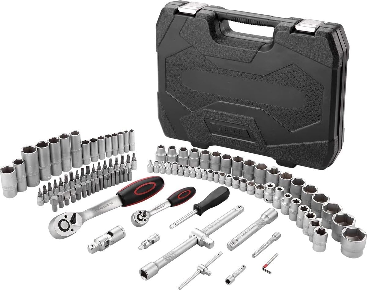 🚗 KFZ & Werkstatt – ROYALTY LINE, Socket Spanner Set, 108 Pieces, Aluminium Tool Box, Car Repair Tools, Transport Case, Silver, 38.5 x 28 x 8 cm – Bild 3
