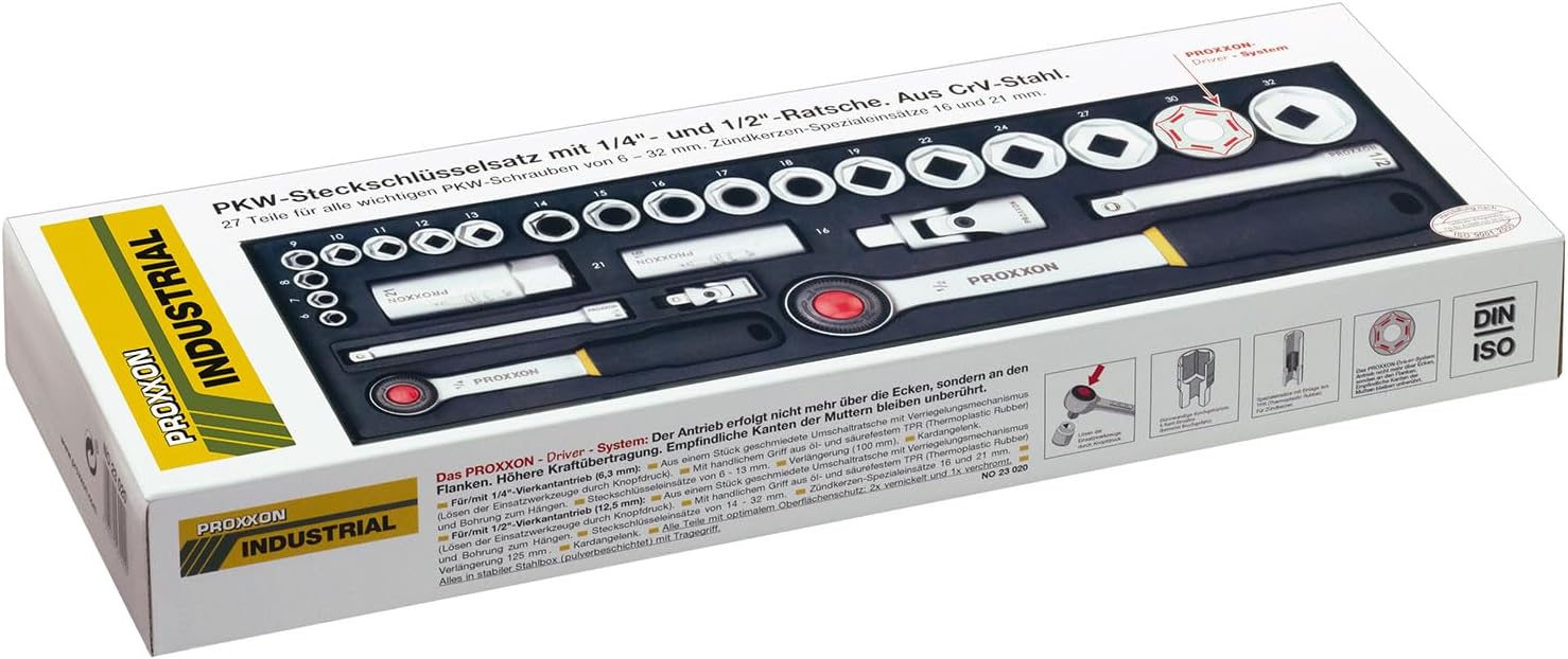 🚗 KFZ & Werkstatt – Proxxon 23020 Socket Set, Multi-Colour, 1/4-1/2-Inch Set of 27 Pieces – Bild 6