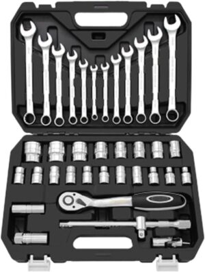 🚗 KFZ & Werkstatt – Car Tool 37 Pieces Wrench Household Ratchet Sleeve Set Household Bicycle Universal Car Repair Tool Set Tool Box