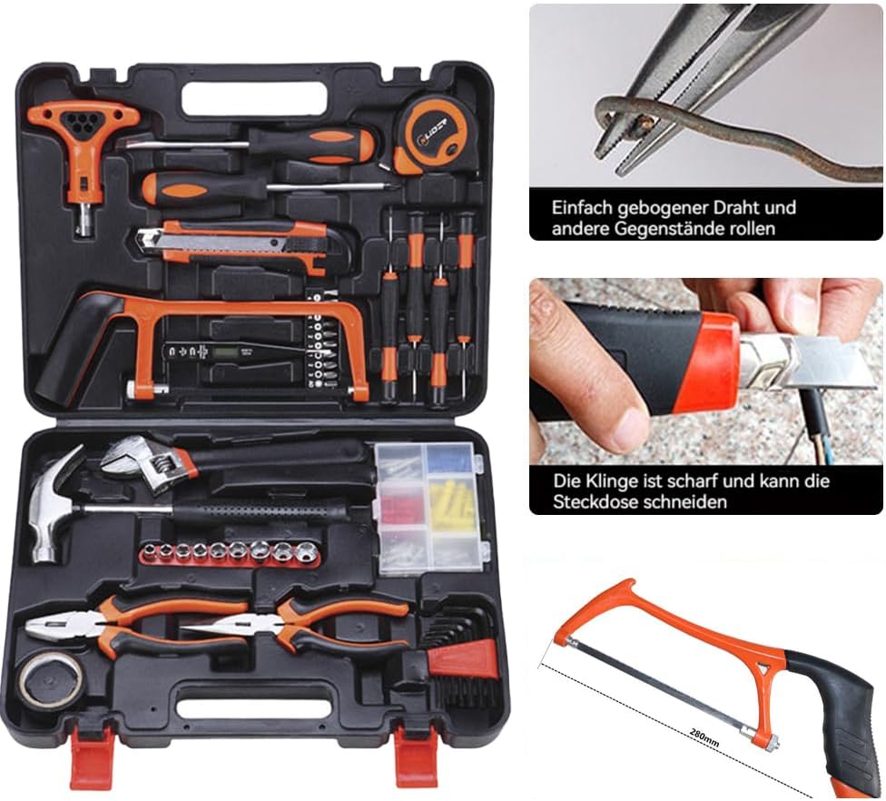 🔥 Angebote & Aktionen – UUE 82-Piece Filled Tool Box Household Tool Box Made of Sturdy Plastic, Equipped with Wrench, Needle Nose Pliers, Tape Measure etc., for Home and Workshop – Bild 4