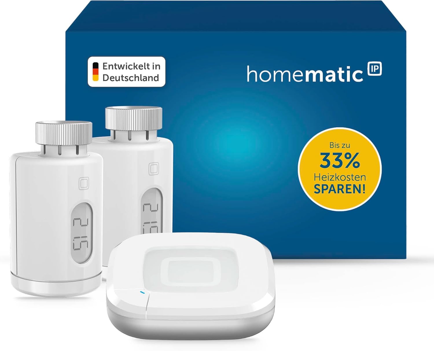 🔥 Angebote & Aktionen – Homematic IP Access Point 2 + 2 x Radiator Thermostat - Pure, Smart Home, Digital Thermostat Heating, Control via App, Alexa, Google Home, Easy Installation, Save Energy