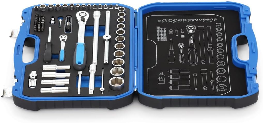 🚗 KFZ & Werkstatt – Gedore Socket Spanner Set 1/4 Inch + 1/2 Inch in Robust Plastic Case 69 Pieces with 2 Reversible Ratchets – Bild 3
