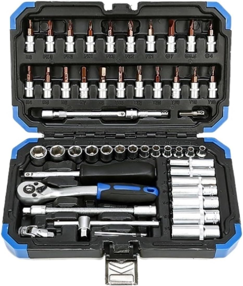 🚗 KFZ & Werkstatt – Car Tool Set, Socket Spanner Sets, Ratchet Wrench, Hand Tool Set with Storage Case Made of Plastic Tool Box Tool Box (53 Pieces)
