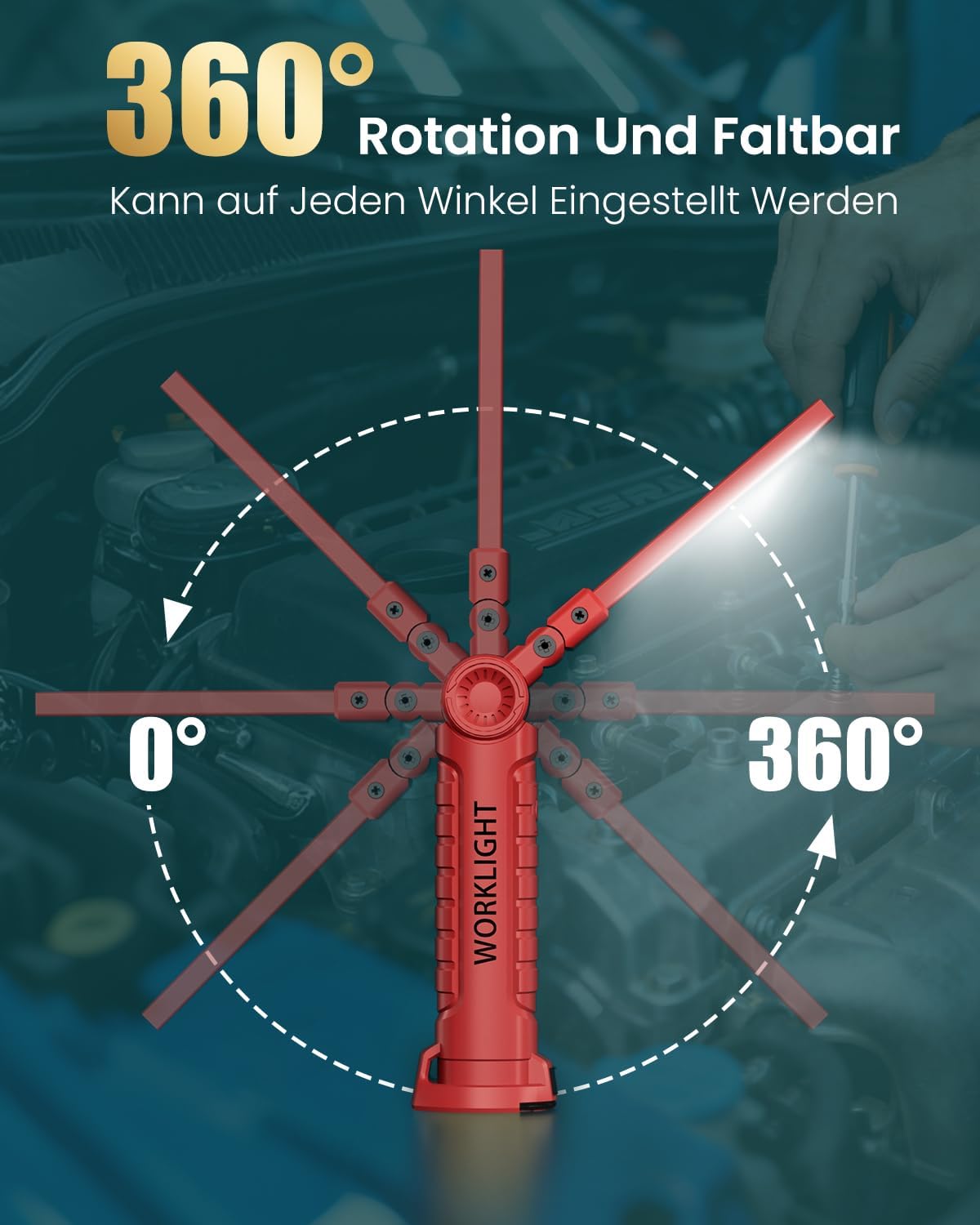 🔥 Angebote & Aktionen – Coquimbo Workshop LED Lamp, Work Torch, Rechargeable Inspection Light, Gifts for Men, Dad, with Magnet and Hook, Gatgets, Anniversary Gifts, Red – Bild 9