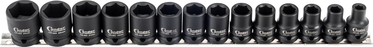 🚗 KFZ & Werkstatt – Condor Werkzeug 1088 | Impact Socket Set | 14 Pieces | 1/2 Inch | CrMo | Hexagonal | 8-24 mm – Bild 2