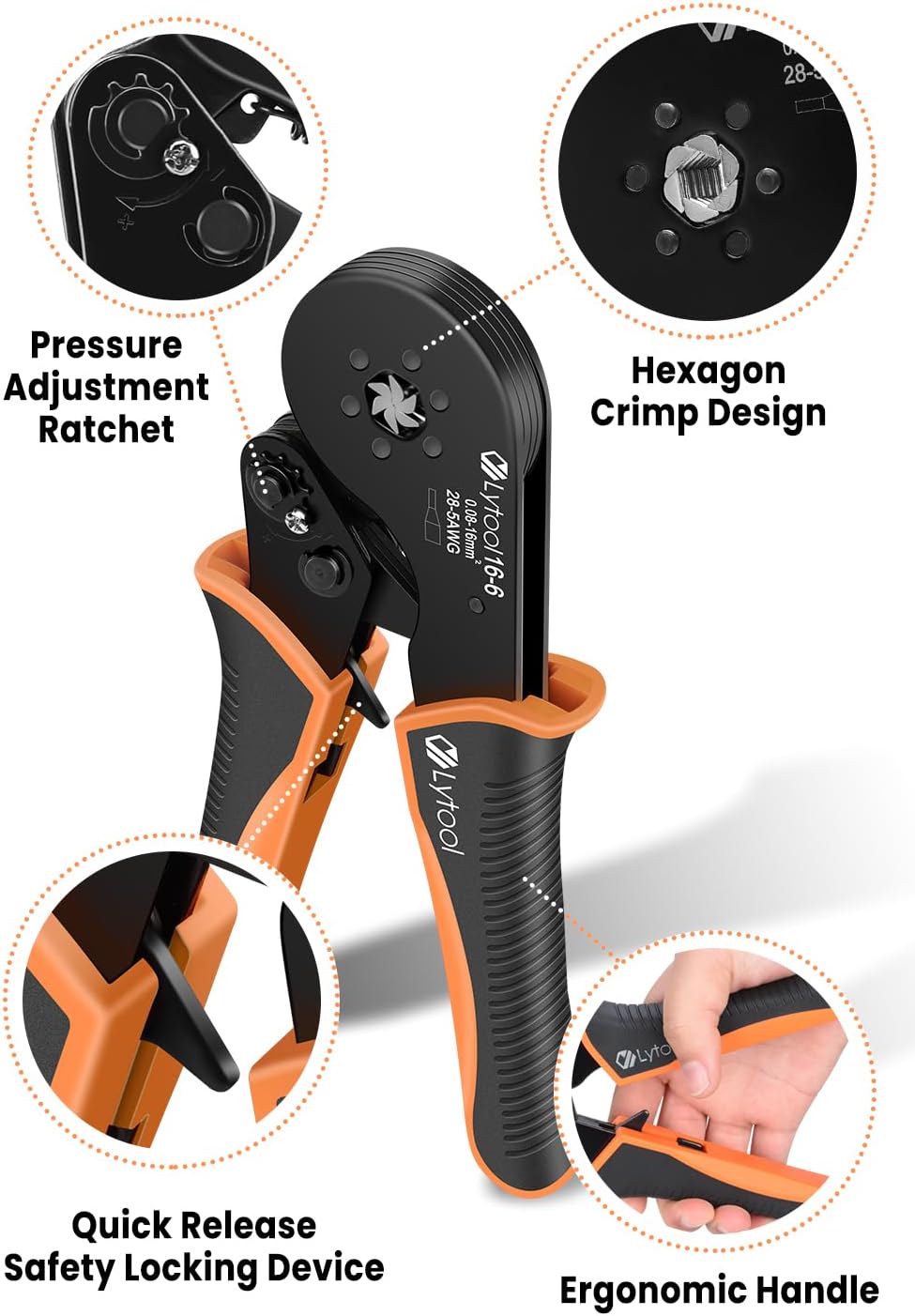 ⚡ Elektro & Technik – Crimpzange 0,08-16 mm² Set, Lytool Aderendhülsenzange Crimpzange Sechskant-Crimpzange mit 1200 Twin- und Single-Line-Aderendhülsen-Set für isoliertes unisoliertes Crimpen – Bild 2