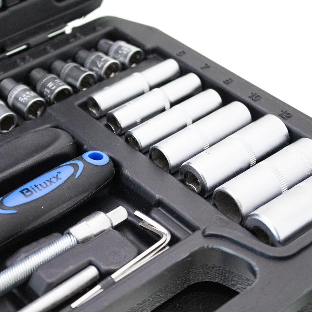 🔥 Angebote & Aktionen – BITUXX Tool Box 53-Piece Tool Ratchet Box 1/4 Inch Ratchet Box Socket Extensive 1/4 Inch Ratchet Set Including Nuts and Adapter – Bild 4