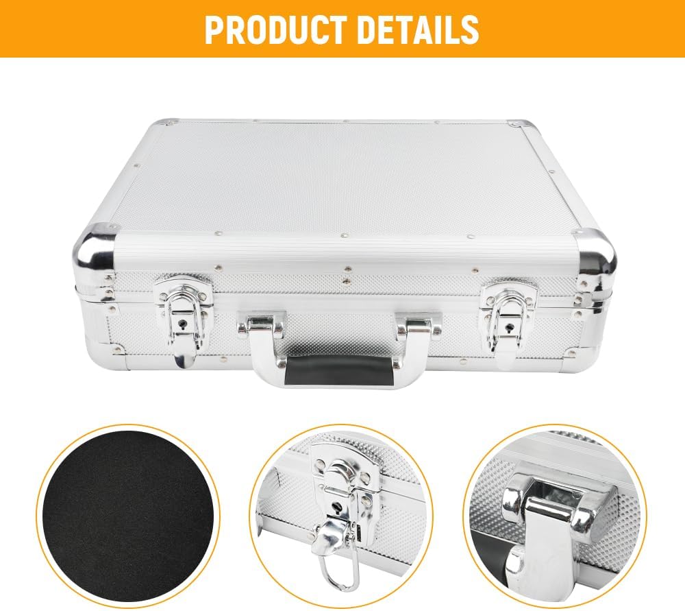 🔥 Angebote & Aktionen – Hoteche Aluminium Tool Box 42.5 x 30.5 x 12.5 cm with 2 Long and 3 Short Dividers, Tool Board and Shoulder Strap - Professional Aluminium Case – Bild 2