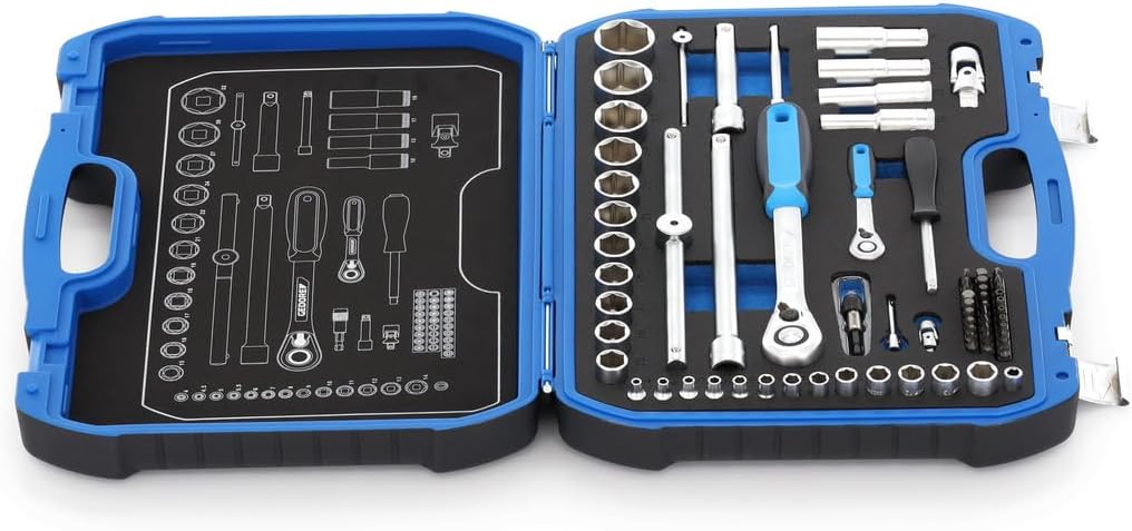 🚗 KFZ & Werkstatt – Gedore Socket Spanner Set 1/4 Inch + 1/2 Inch in Robust Plastic Case 69 Pieces with 2 Reversible Ratchets – Bild 5