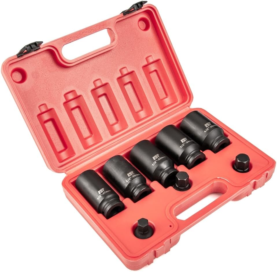 🚗 KFZ & Werkstatt – LST 8-Piece Multi-Tooth Impact Wrench Socket Set 1/2 Inch - Contains 5 Multi-Tooth Sockets (27, 30, 32, 34, 36 mm) and 3 Hex Bit Inserts (H14, H17, H19) – Bild 3