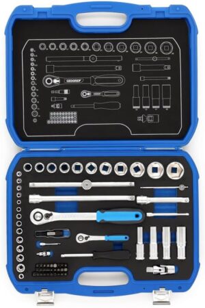 🚗 KFZ & Werkstatt – Gedore Socket Spanner Set 1/4 Inch + 1/2 Inch in Robust Plastic Case 69 Pieces with 2 Reversible Ratchets