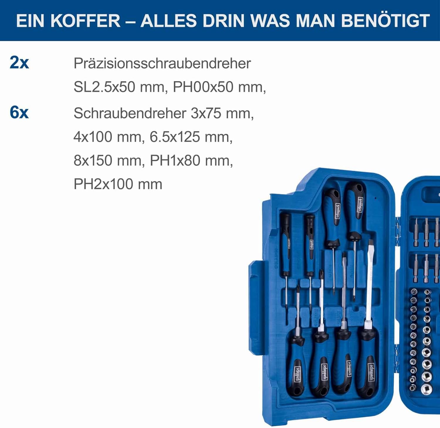 🚗 KFZ & Werkstatt – Scheppach TB99 Tool Box Filled 90-Piece Tool Set | Workshop Case Equipped with Wrench, Hammer, Pliers, Screwdriver, Tool Box Foldable for Workshop and Household – Bild 5