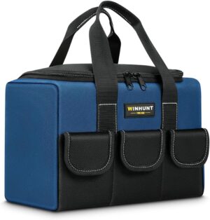 ⚒️ Bau & Montage – Leerer Werkzeugkasten, Werkzeugtasche mit 5 Taschen, 30 x 17 x 18 cm, strapazierfähiges 1680D-Polyester-Oxford-Gewebe (blau, 30 cm)