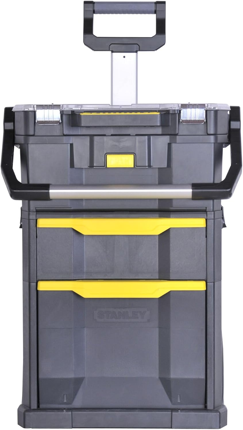 🚗 KFZ & Werkstatt – STANLEY 2-in-1 Rolling Workshop Tool Box Empty Tool Box (53 x 75.60 x 32 cm, Tool Carrier with Organiser Attachment, with Two Large Compartments, Telescopic Handle, Made of Robust Plastic) STST1-79231 – Bild 2