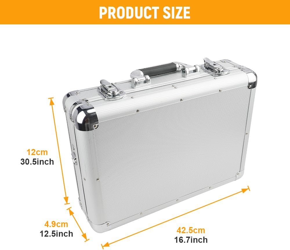 🔥 Angebote & Aktionen – Hoteche Aluminium Tool Box 42.5 x 30.5 x 12.5 cm with 2 Long and 3 Short Dividers, Tool Board and Shoulder Strap - Professional Aluminium Case – Bild 4