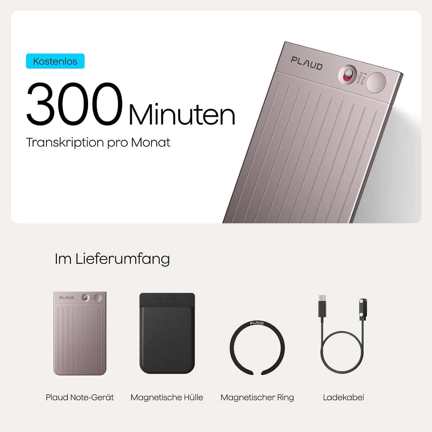 ⚡ Elektro & Technik – Plaud Note AI Digitaler Sprachrekorder mit Hülle – 64 GB Aufnahmegerät mit KI-Technologie zum Transkribieren und Zusammenfassen, One-Touch-Aufnahme, Rauschunterdrückung, unterstützt 112 Sprachen – Bild 10