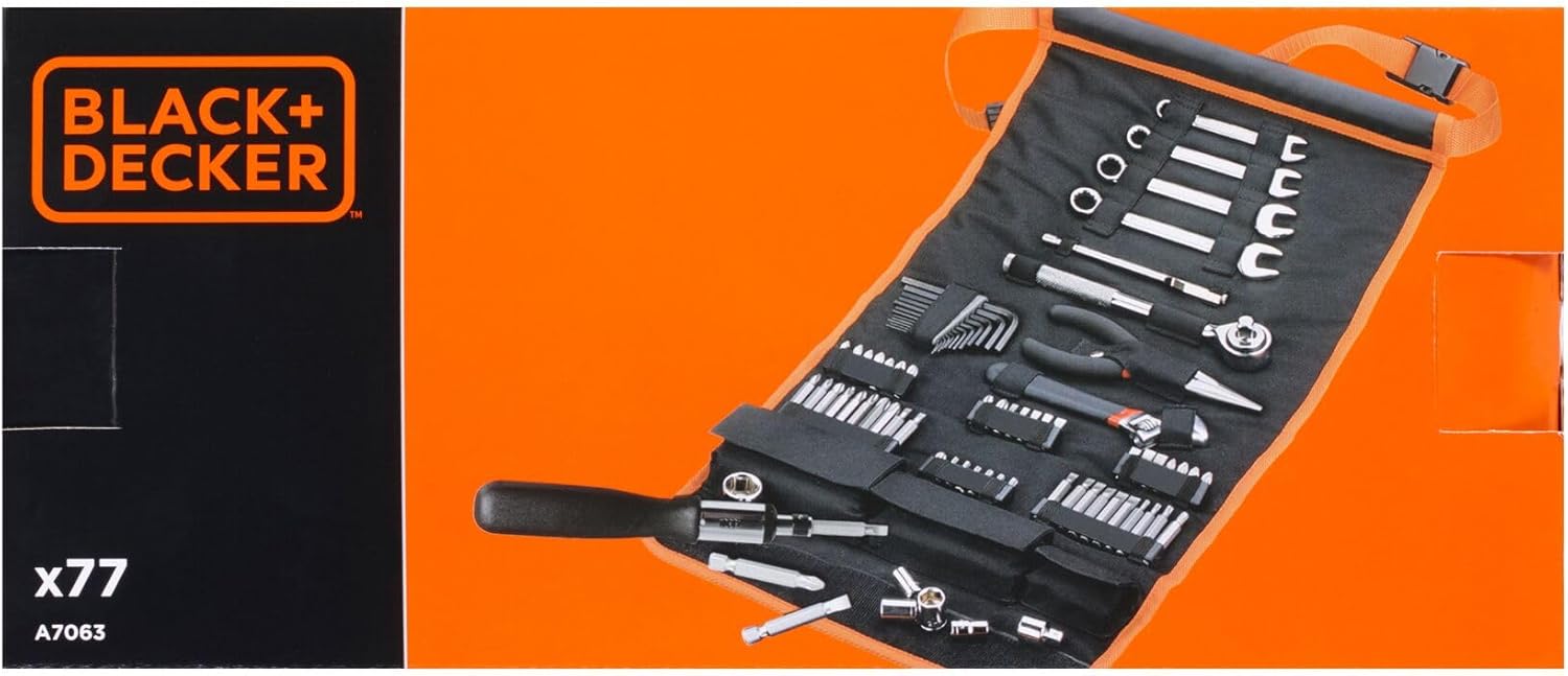 🚗 KFZ & Werkstatt – Black + Decker A7063 76-teilig Handliche Roll-Tasche mit Autowerkzeug-Zubehör – Bild 6