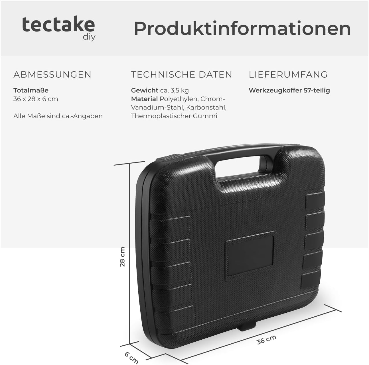 🔥 Angebote & Aktionen – TecTake 402789 Fully Loaded Toolbox with 57 Parts | Complete DIY Household Toolkit | Robust, Lightweight Case – Bild 6
