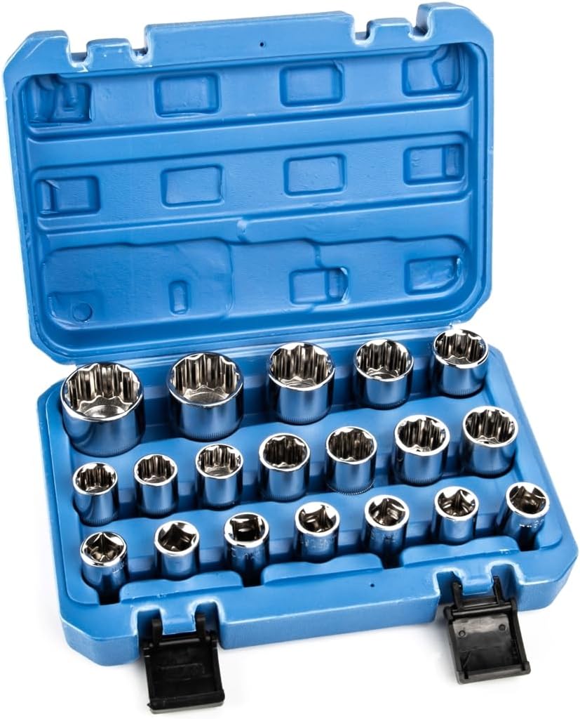 🚗 KFZ & Werkstatt – LST 19-Piece Socket Spanner Set Multi-Tooth Torx 1/2 Inch Tool Socket Nuts 8-32 mm – Bild 3