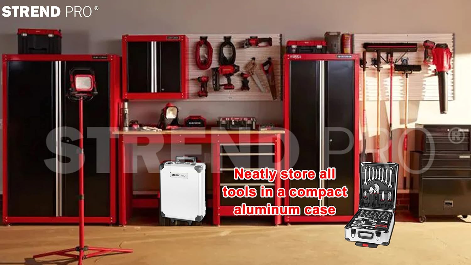 🔥 Angebote & Aktionen – STREND PRO Tool Box Filled 117 Pieces Tool Box - Perfect Hand Tool Set for DIY Tool Suitcase Trolley with Wheels - Car Rollable for Home / Car Repair - Aluminium – Bild 8