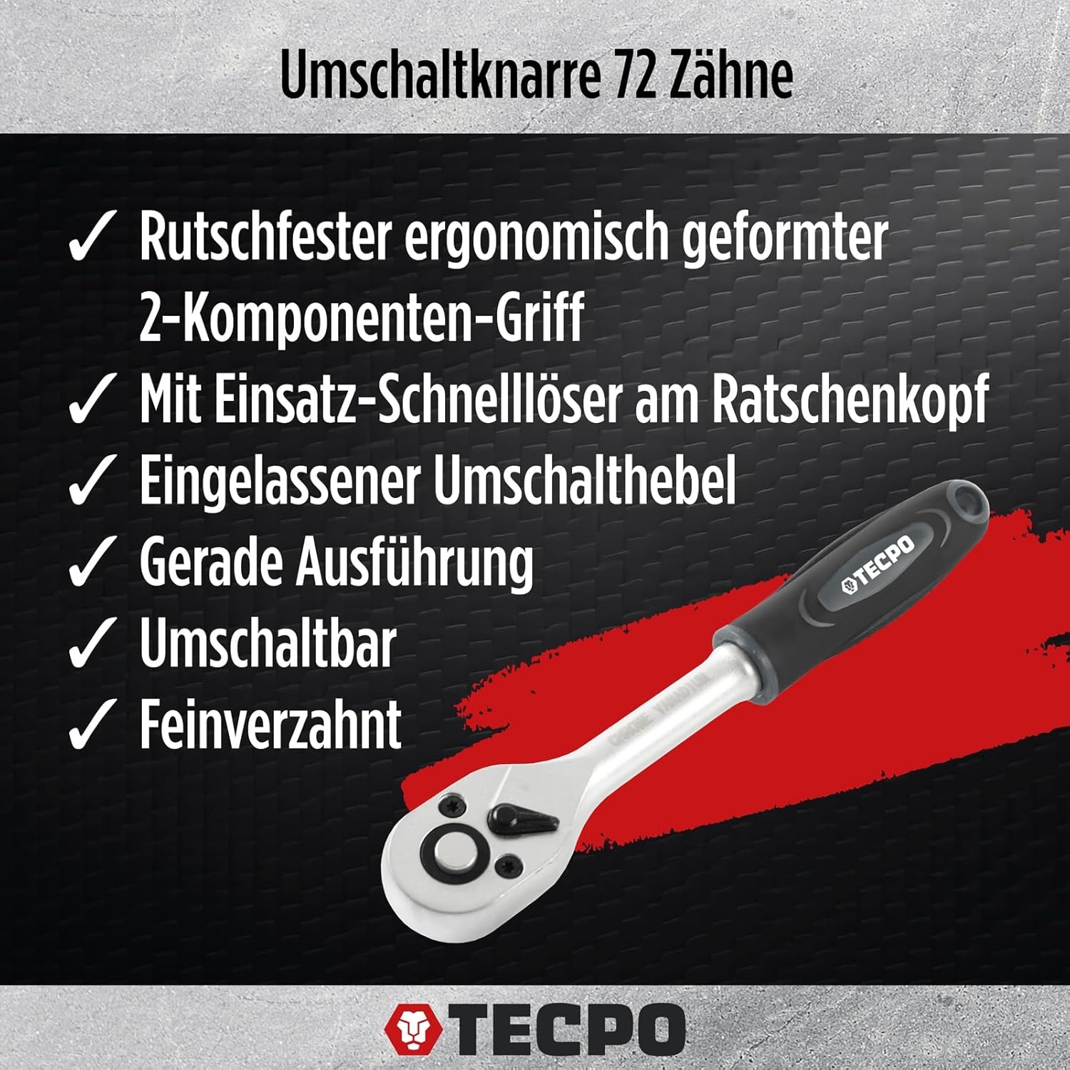 🚗 KFZ & Werkstatt – TECPO Socket Spanner Set 1/4 Inch 53-Piece Lever Reversible Ratchet Extension for Torx, Cross, Slotted & Allen Screws Chrome Vanadium Steel Socket Spanner Inserts Nut Set Nuts – Bild 3