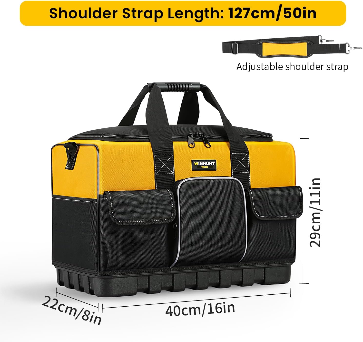 🔥 Angebote & Aktionen – Tool Bag, 16 Inch Tool Organisers, 600 Denier Large Tool Bag for DIY & Equipment Storage, Yellow and Black (40 cm/16 Inches) – Bild 2