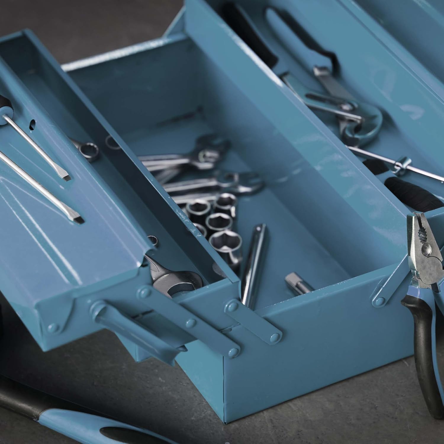 🔥 Angebote & Aktionen – Wiltec Steel Tool Box 420 x 200 x 250 mm with 7 Compartments, Durable Tool Box with Handle, Tool Box – Bild 3