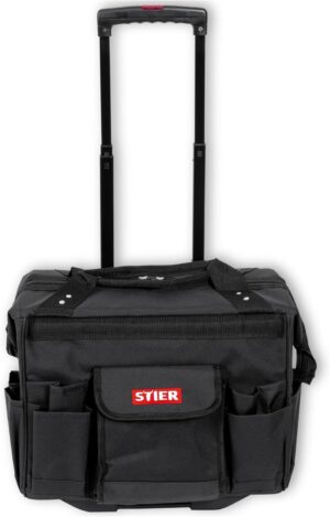 ⚡ Elektro & Technik – STIER Premium+ Werkzeugwagen, leer und unbestückt, schwarzer Werkzeugkasten, reißfestes Polyester, 19 Fächer, leichtgängige Rollen und ergonomischer Griff für bequemen Transport