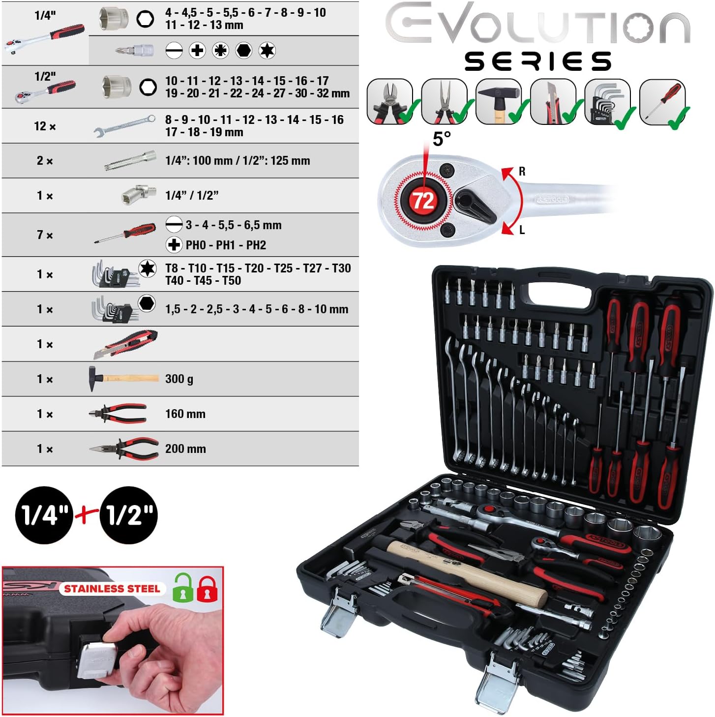 🚗 KFZ & Werkstatt – KS Tools 917.0797 1/4"-1/2" Universal tool set 97 pcs – Bild 5