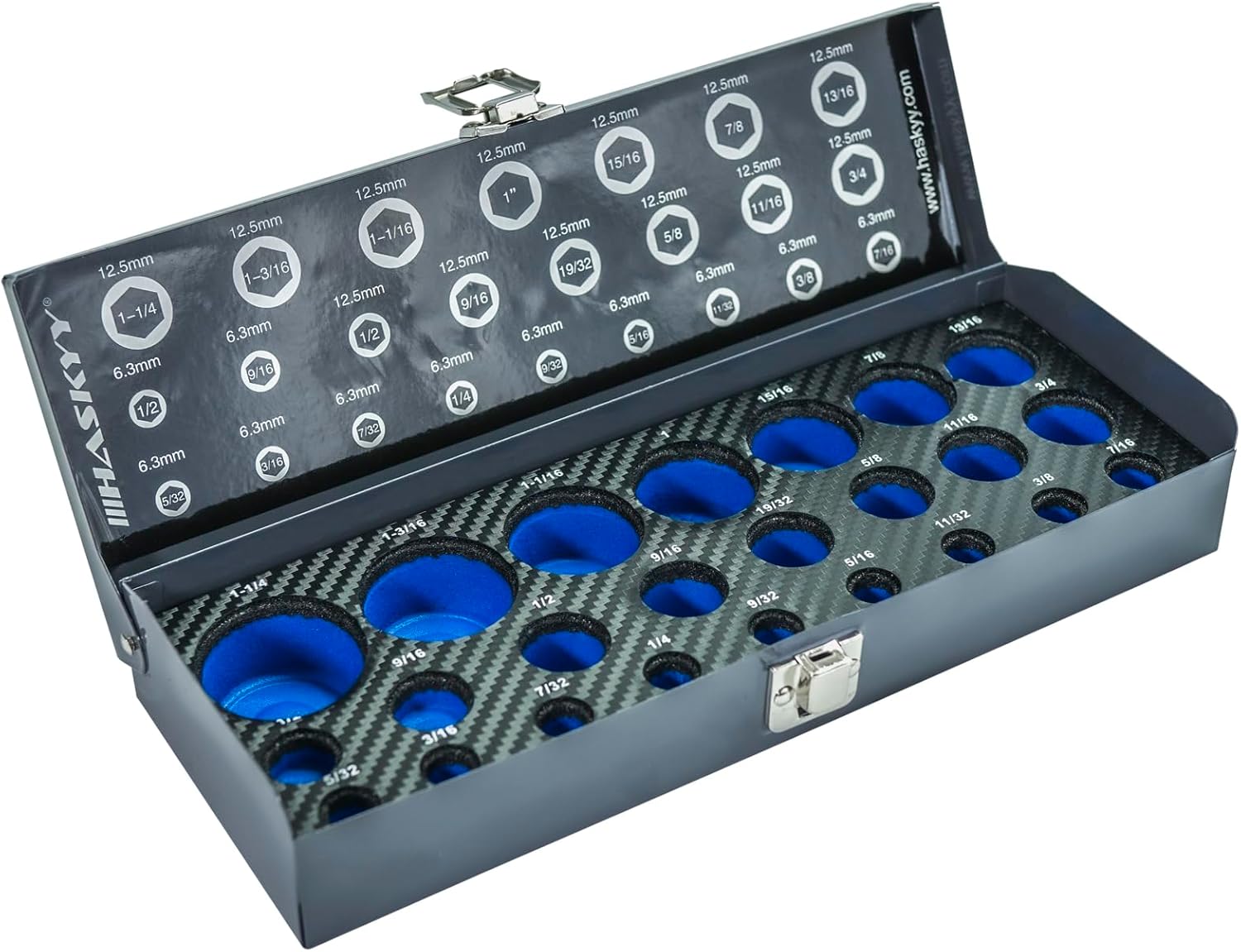 🚗 KFZ & Werkstatt – HASKYY Inch Tool Set Socket Spanner 24-Piece Sockets 5/32-1.1/4 Inch with Ring Ratchet Wrench 12-Piece Set 1/4-1 Inch US Vehicles Tool Set – Bild 8