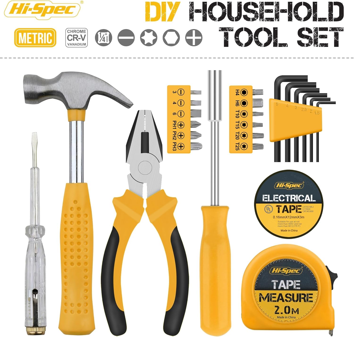 🔥 Angebote & Aktionen – Hi-Spec 24-Piece Household Tool Set for Women - Compact Small Tool Box Filled with Hammer - Ideal Small Tool Set for Flatshared Rooms and On the Go