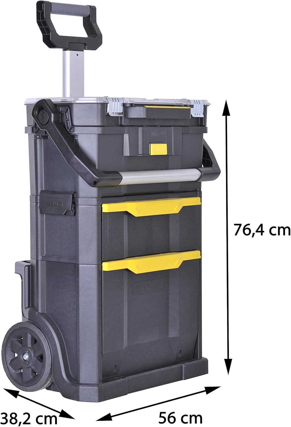 🚗 KFZ & Werkstatt – STANLEY 2-in-1 Rolling Workshop Tool Box Empty Tool Box (53 x 75.60 x 32 cm, Tool Carrier with Organiser Attachment, with Two Large Compartments, Telescopic Handle, Made of Robust Plastic) STST1-79231 – Bild 15