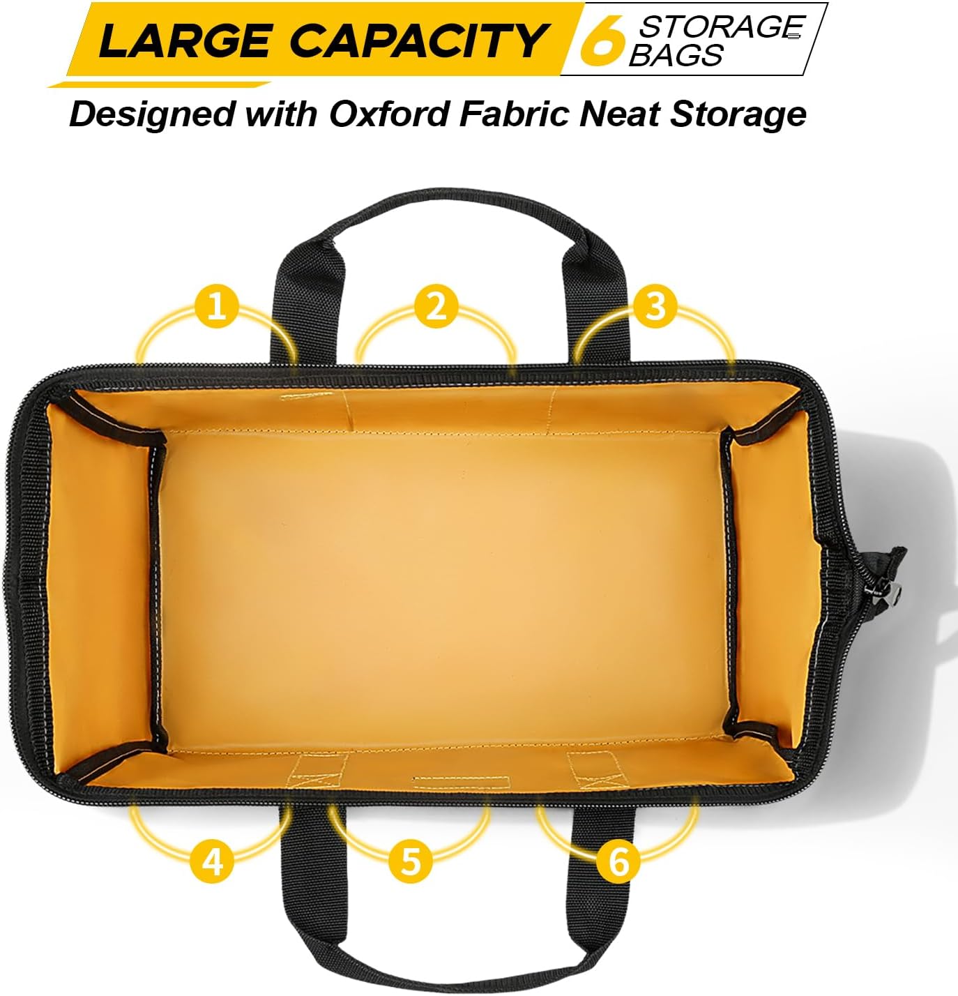 ⚒️ Bau & Montage – Große Werkzeugtasche, gelbe Werkzeugtaschen für Herren, strapazierfähig, 44 cm, grün, 1680D Polyester, ideal für Heimwerker und Handwerker – Bild 6